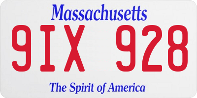 MA license plate 9IX928