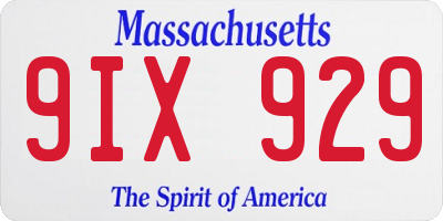 MA license plate 9IX929
