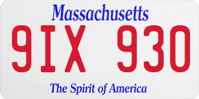 MA license plate 9IX930