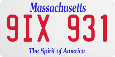 MA license plate 9IX931