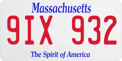 MA license plate 9IX932