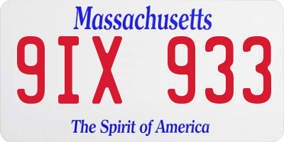 MA license plate 9IX933