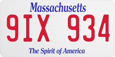 MA license plate 9IX934