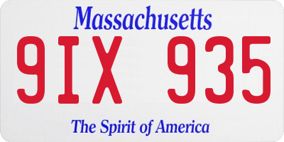 MA license plate 9IX935