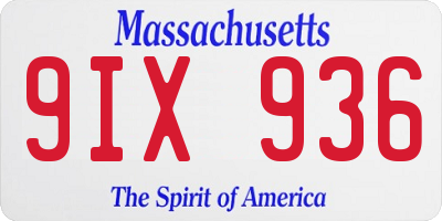 MA license plate 9IX936