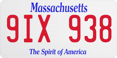 MA license plate 9IX938