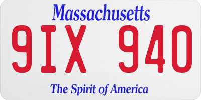 MA license plate 9IX940