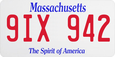 MA license plate 9IX942