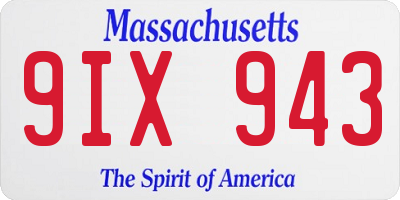 MA license plate 9IX943