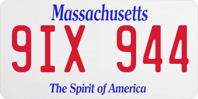 MA license plate 9IX944