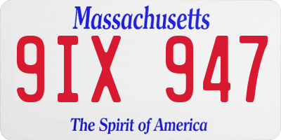 MA license plate 9IX947