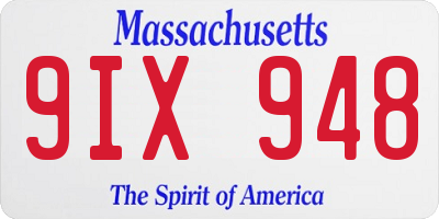 MA license plate 9IX948