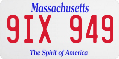 MA license plate 9IX949
