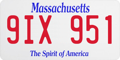 MA license plate 9IX951