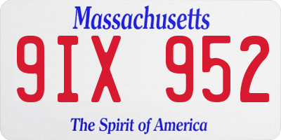 MA license plate 9IX952