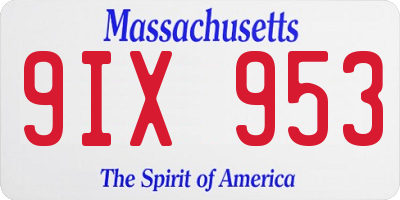 MA license plate 9IX953
