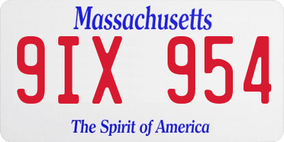 MA license plate 9IX954