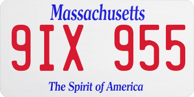 MA license plate 9IX955