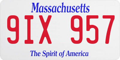 MA license plate 9IX957