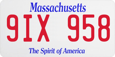 MA license plate 9IX958