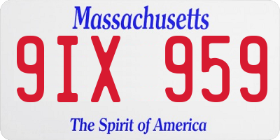 MA license plate 9IX959