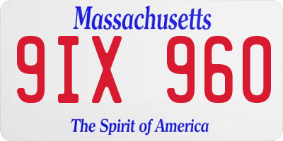MA license plate 9IX960