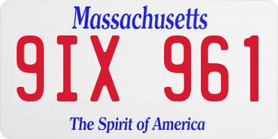 MA license plate 9IX961