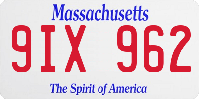 MA license plate 9IX962