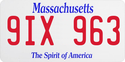 MA license plate 9IX963