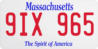 MA license plate 9IX965