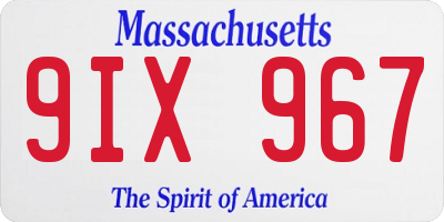 MA license plate 9IX967