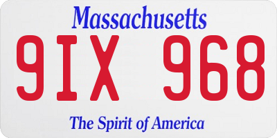 MA license plate 9IX968