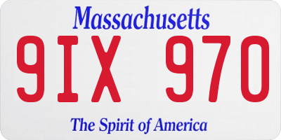 MA license plate 9IX970