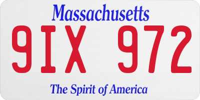 MA license plate 9IX972