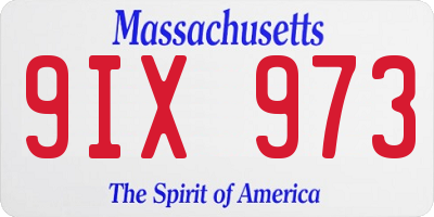 MA license plate 9IX973