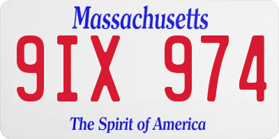 MA license plate 9IX974