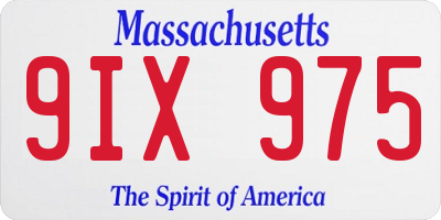 MA license plate 9IX975