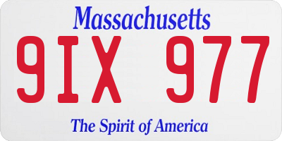 MA license plate 9IX977