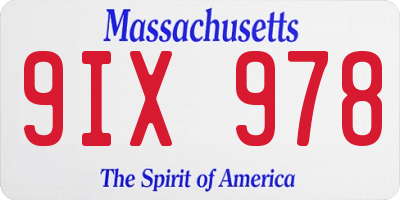 MA license plate 9IX978