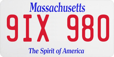 MA license plate 9IX980