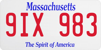 MA license plate 9IX983