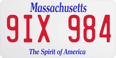 MA license plate 9IX984