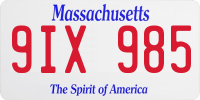 MA license plate 9IX985
