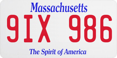 MA license plate 9IX986