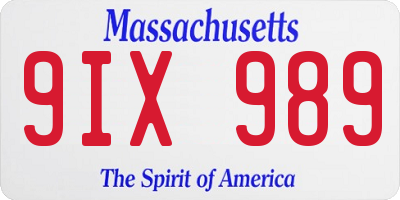 MA license plate 9IX989