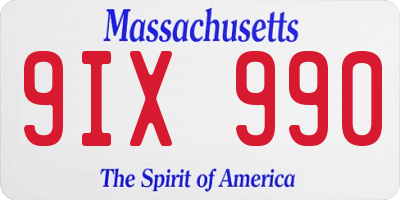 MA license plate 9IX990