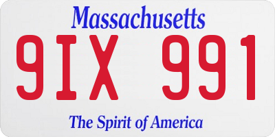 MA license plate 9IX991