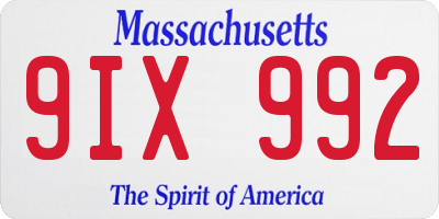 MA license plate 9IX992