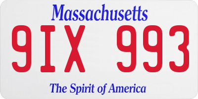 MA license plate 9IX993
