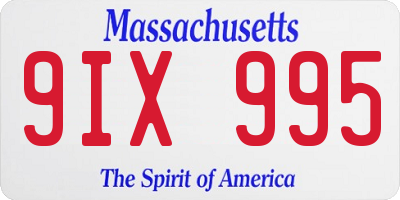 MA license plate 9IX995